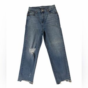 INC International Concepts High Rise Straight Leg Distressed Jeans Size 10